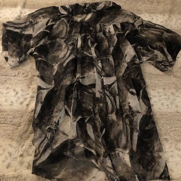 𝅺: : ROBERT RODRIGUEZ Sheer Short Sleeve Tunic or Dress Style Long Blouse : : - Picture 9 of 14